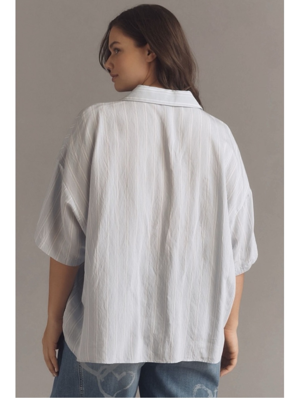 Anthropologie The Dylon Short Sleeve Wide Placket Top Striped Edition Size 1X - Picture 4 of 16